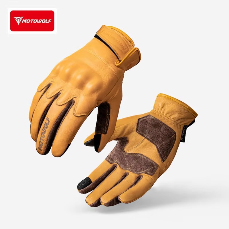 Motorcycle Glove Knuckle - Guantes de Motocicleta de Cuero, Guantes
