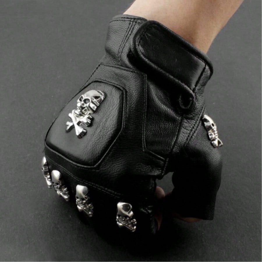 Leather Driving Glove - Guantes sin dedos de cuero auténtico
