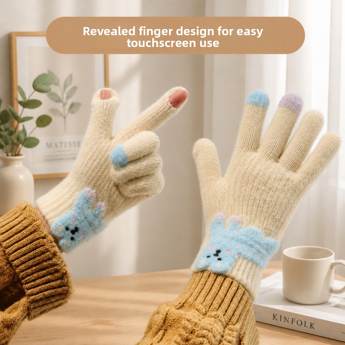 Guantes de punto de felpa con  - Wool Glove Lined reseña y precio